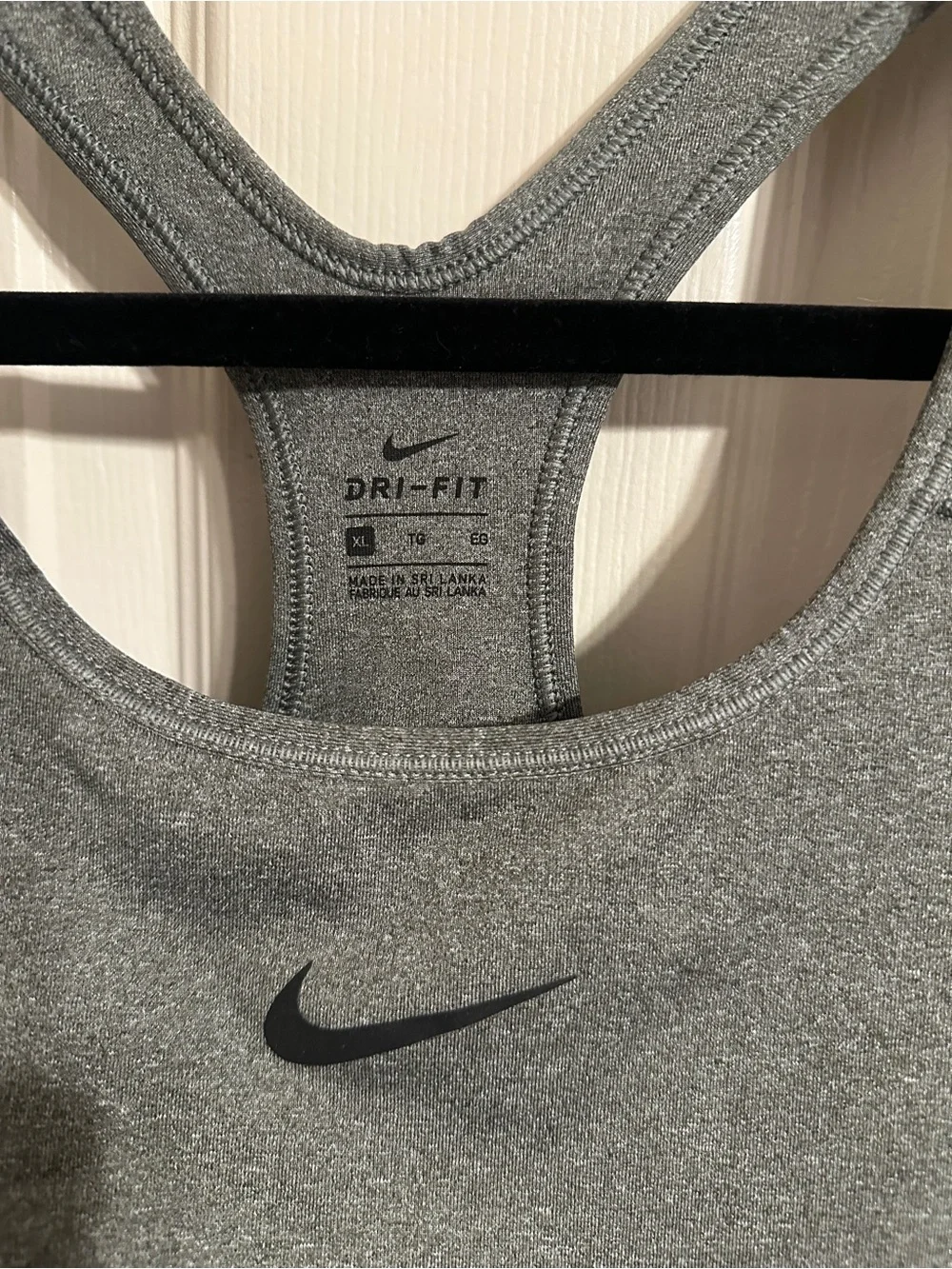 Nike Pro Dri-FIT Racerback Medium Support Sports Bra, Gray w Black, Sz XL